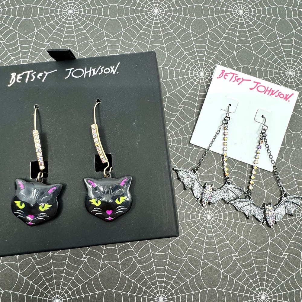 Betsey Johnson Cats ‘n Bats Earrings Sets  NWT!